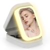 Portable Travel Makeup Bag With LED Mirror Rechargeable Beauty Mirror With 3 Color Light Dimmable Brightness Waterproof Cosmetic Bag With 4 Compartme