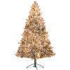Pre-Lit Christmas Tree 6.5Ft  Or 7.5Ft W- Clear Lights & Tips, Snow Flocked, Hinged, Natural Elegance for Home Office