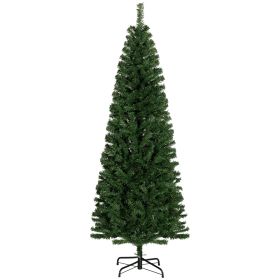 Tall Pencil Artificial Christmas Tree Holiday DÃ©cor with Branches, Auto Open, Steel Base, Pine Needles, Green (Color: green, size: 6ft)