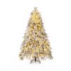 4.5/6/7 Feet Pre-Lit Snow Flocked Christmas Tree with Warm White LED Lights