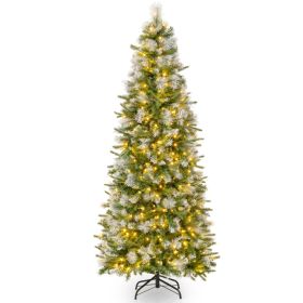 6/7.5/9 FT Artificial Christmas Tree with Warm-White LED Lights (size: S)