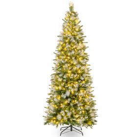6/7.5/9 FT Artificial Christmas Tree with Warm-White LED Lights (size: M)