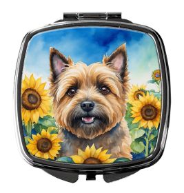 Cairn Terrier in Sunflowers Compact Mirror Decorative Travel Makeup Mirror for Women Girls Gifts Pocket Makeup Mirror Folding Handheld (Default: Default)