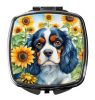 Cavalier Spaniel in Sunflowers Compact Mirror Decorative Travel Makeup Mirror for Women Girls Gifts Pocket Makeup Mirror Folding Handheld