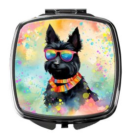 Scottish Terrier Hippie Dawg Compact Mirror Decorative Travel Makeup Mirror for Women Girls Gifts Pocket Makeup Mirror Folding Handheld (Default: Default)