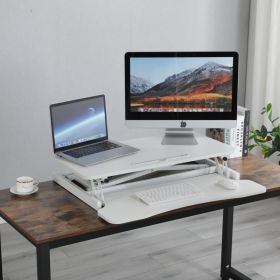 32 Inch Desk Converter, Height Adjustable Sit to Stand Riser, Dual Monitor and Laptop Workstation with Wide Keyboard Tray, Standing Computer Desk (Color: as Pic)