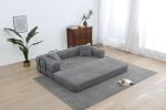 Convertible Sleeper Sofa Bed, Corduroy Folding Sofa Bed with Fixed-Shape Frame, Fold Out Floor Mattress Couch, Lazy Compression Sofa for Living Room