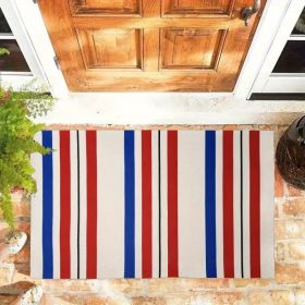 "Patriotic Diatom Mud Doormat - Red White Blue Non-Slip Entrance Mat for Indoor/Outdoor Use, Easy Clean Family Decor" (Color: 24in x 16in)