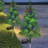 2-Pack Solar-Powered LED Artificial Christmas Trees, 120 LED Color Changing Mini Outdoor Holiday Decorations