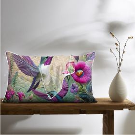 2 Pcs Of Tropical Hummingbird Art Bedroom Satin Printed Soft And Skin Friendly Pillowcase Suitable For All Seasons (Color: Purple, size: 75x50cm)