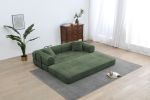 Convertible Sleeper Sofa Bed with Cylindrical Pillow, Corduroy Folding Mattress Couch with Fixed-Shape Frame
