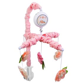 Musical Crib Mobile for Girls Baby Musical Crib Bed Bell Nursery Mobile with 12 Melodies 5 Flower Rattles 3 Modes Volume Adjustment Newborn Gift (Color: Pink, size: One size)
