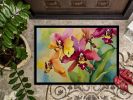 NEW Orchids in Watercolor Doormat Front Door Mat Indoor Outdoor Rugs for Entryway, Non Slip Washable Low Pile, 18H X 27W
