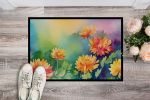 NEW Chrysanthemums in Watercolor Doormat Front Door Mat Indoor Outdoor Rugs for Entryway, Non Slip Washable Low Pile, 18H X 27W