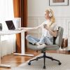 Criss Cross Legged Chair, Armless Office Desk Wide Seat Wheels, Swivel Height Adjustable Comfy Computer Task Seating Modern Home Room