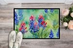 NEW Texas Bluebonnets in Watercolor Doormat Front Door Mat Indoor Outdoor Rugs for Entryway, Non Slip Washable Low Pile, 18H X 27W