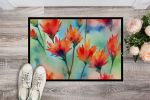 NEW Wyoming Indian Paintbrush in Watercolor Doormat Front Door Mat Indoor Outdoor Rugs for Entryway, Non Slip Washable Low Pile, 18H X 27W