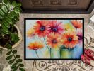 NEW Gerbera Daisies in Watercolor Doormat Front Door Mat Indoor Outdoor Rugs for Entryway, Non Slip Washable Low Pile, 18H X 27W