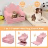 Tiara-Shaped Convertible Dog Bed And Sofa - 22.8"Ã—18.8"Ã—15.7" - 2-in-1 Luxurious Pet Bed With Plush Cushion And Machine-Washable Cover