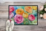 NEW Ranunculus in Watercolor Doormat Front Door Mat Indoor Outdoor Rugs for Entryway, Non Slip Washable Low Pile, 18H X 27W