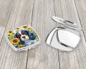 Cavalier Spaniel in Sunflowers Compact Mirror Decorative Travel Makeup Mirror for Women Girls Gifts Pocket Makeup Mirror Folding Handheld