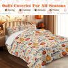 Pumpkin Autumn Leaves Design Quilt 3 Pc for All Bedroom Decor