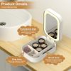 Portable Travel Makeup Bag With LED Mirror Rechargeable Beauty Mirror With 3 Color Light Dimmable Brightness Waterproof Cosmetic Bag With 4 Compartme