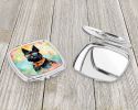 Scottish Terrier Hippie Dawg Compact Mirror Decorative Travel Makeup Mirror for Women Girls Gifts Pocket Makeup Mirror Folding Handheld