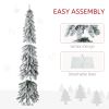 Tall Prelit Pencil Artificial Christmas Tree Holiday DÃ©cor with Snow Flocked Branches, Warm White or Colorful LED Lights, Downswept Shape