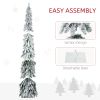 Tall Prelit Pencil Artificial Christmas Tree Holiday DÃ©cor with Snow Flocked Branches, Warm White or Colorful LED Lights, Downswept Shape