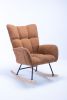 Rocking Chair, Soft Teddy Velvet Fabric Rocking Chair for Nursery, Comfy Wingback Glider Rocker with Safe Solid Wood Base for Living Room Bedroom Bal