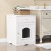 Wooden Pet House Cat Litter Box Enclosure with Drawer, Side Table, Indoor Pet Crate, Cat Home Nightstand