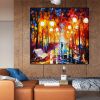 Hand-painted High Quality Modern Abstract AutumnTree Landscape Oil Painting on Canvas Textured Knife Art