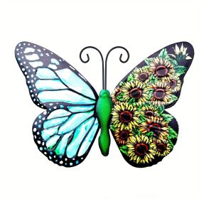 1pc/4pcs, Metal Butterfly Wall Art Decor, 3D Indoor Outdoor Hanging Decor Ornament, Hand-made (Style: Blue)