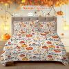 Pumpkin Autumn Leaves Design Quilt Set 3 Pieces All Seasons Bedding Quilt Bed Set with 2 Pillowcases for Kids Teens Adults Bedroom Decor Thanksgiving