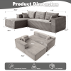 Compression Sectional Couch with Comfy Chaise, Boneless L Shape Sofa with Deep Seat