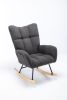 Rocking Chair, Soft Teddy Velvet Fabric Rocking Chair for Nursery, Comfy Wingback Glider Rocker with Safe Solid Wood Base for Living Room Bedroom Bal