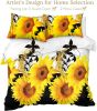 Sunflower Pattern Duvet Cover, Black & White Bedding Set for Men and Women, Sunflower Printed Duvet Cover, with Zipper Closure Ultra Soft Durable