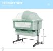 Baby Bassinet Bedside Sleeper 3 in 1 Bedside Crib, Adjustable Portable Bed for Infant/Baby/Newborn,with Mosquito Nets, Large Storage Bag, Comfortable
