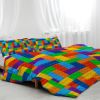 3pc Colorful Toy Building Blocks Background Pattern Duvet Cover Set, Fun and Colorful Bedding Sets for Kids Teen Boys Girls