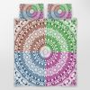 3 Pieces Colorful Tie-Dye Quilt Set,Lightweight Mandala Bedding Set with 2 Pillowcases,Abstract Art Bedspread Coverlet