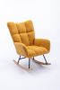 Rocking Chair, Soft Teddy Velvet Fabric Rocking Chair for Nursery, Comfy Wingback Glider Rocker with Safe Solid Wood Base for Living Room Bedroom Bal
