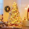 4.5/6/7 Feet Pre-Lit Snow Flocked Christmas Tree with Warm White LED Lights