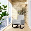 2-in-1 Fabric Upholstered Rocking Chair with Waist Pillow