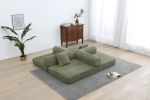 Convertible Sleeper Sofa Bed with Cylindrical Pillow, Corduroy Folding Mattress Couch with Fixed-Shape Frame