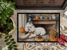 NEW Bichon Frise Fall Kitchen Pumpkins Doormat Front Door Mat Indoor Outdoor Rugs for Entryway, Non Slip Washable Low Pile, 18H X 27W