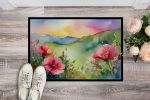 NEW North Dakota Wild Prairie Roses in Watercolor Doormat Front Door Mat Indoor Outdoor Rugs for Entryway, Non Slip Washable Low Pile, 18H X 27W