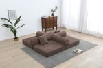 Convertible Sleeper Sofa Bed with Cylindrical Pillow, Corduroy Folding Mattress Couch with Fixed-Shape Frame