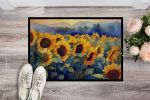 NEW Sunflowers in Watercolor Doormat Front Door Mat Indoor Outdoor Rugs for Entryway, Non Slip Washable Low Pile, 18H X 27W