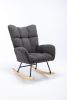 Rocking Chair, Soft Teddy Velvet Fabric Rocking Chair for Nursery, Comfy Wingback Glider Rocker with Safe Solid Wood Base for Living Room Bedroom Bal